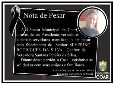 Nota de Pesar ao Senhor Severino Rodrigues da Silva